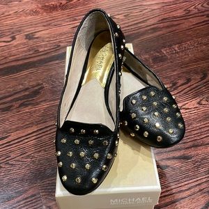 Michael Kors Gold-Studded Black Flats